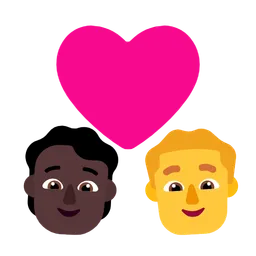 Couple With Heart: Person, Man, Dark Skin Tone, No Skin Tone — Microsoft