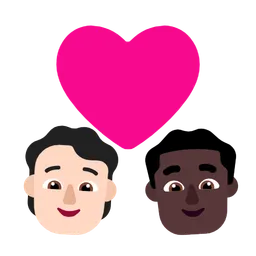 Couple With Heart: Person, Man, Light Skin Tone, Dark Skin Tone — Microsoft
