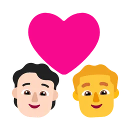 Couple With Heart: Person, Man, Light Skin Tone, No Skin Tone — Microsoft