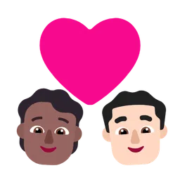 Couple With Heart: Person, Man, Medium-Dark Skin Tone, Light Skin Tone — Microsoft