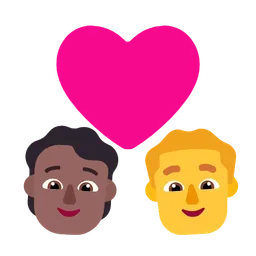 Couple With Heart: Person, Man, Medium-Dark Skin Tone, No Skin Tone — Microsoft
