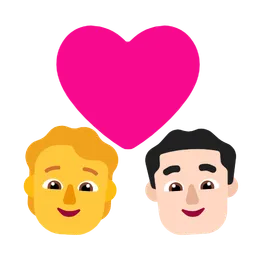 Couple With Heart: Person, Man, No Skin Tone, Light Skin Tone — Microsoft