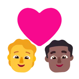 Couple With Heart: Person, Man, No Skin Tone, Medium-Dark Skin Tone — Microsoft
