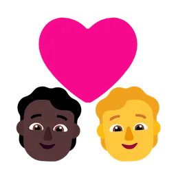 Couple With Heart: Person, Person, Dark Skin Tone, No Skin Tone — Microsoft