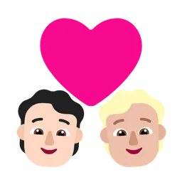 Couple with Heart: Person, Person, Light Skin Tone, Medium-Light Skin Tone — Microsoft