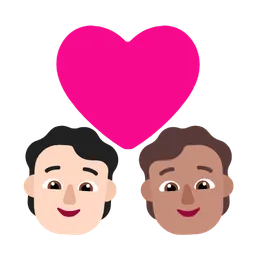 Couple with Heart: Person, Person, Light Skin Tone, Medium Skin Tone — Microsoft