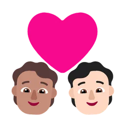 Couple with Heart: Person, Person, Medium Skin Tone, Light Skin Tone — Microsoft
