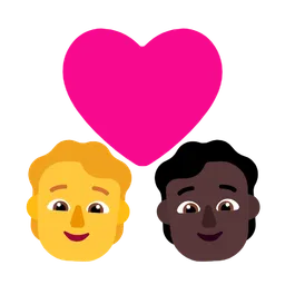 Couple With Heart: Person, Person, No Skin Tone, Dark Skin Tone — Microsoft