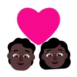 Couple With Heart: Person, Woman, Dark Skin Tone — Microsoft