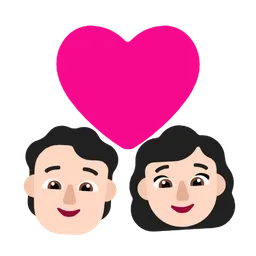 Couple With Heart: Person, Woman, Light Skin Tone — Microsoft