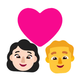 Couple With Heart - Woman: Light Skin Tone, Man: No Skin Tone — Microsoft