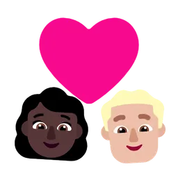 Couple with Heart: Woman, Man, Dark Skin Tone, Medium-Light Skin Tone — Microsoft