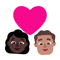 Couple with Heart: Woman, Man, Dark Skin Tone, Medium Skin Tone — Microsoft