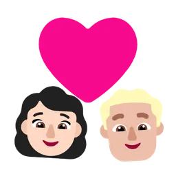 Couple with Heart: Woman, Man, Light Skin Tone, Medium-Light Skin Tone — Microsoft