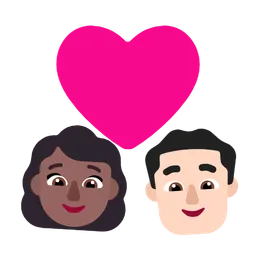 Couple with Heart: Woman, Man, Medium-Dark Skin Tone, Light Skin Tone — Microsoft