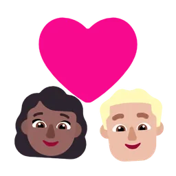 Couple with Heart: Woman, Man, Medium-Dark Skin Tone, Medium-Light Skin Tone — Microsoft