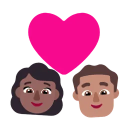 Couple with Heart: Woman, Man, Medium-Dark Skin Tone, Medium Skin Tone — Microsoft