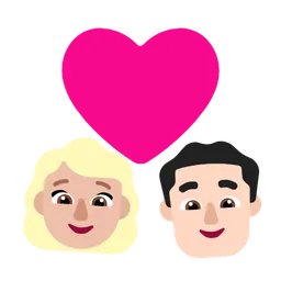Couple with Heart: Woman, Man, Medium-Light Skin Tone, Light Skin Tone — Microsoft