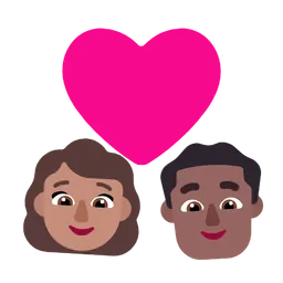 Couple with Heart: Woman, Man, Medium Skin Tone, Medium-Dark Skin Tone — Microsoft