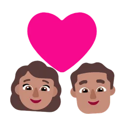 Couple with Heart: Woman, Man, Medium Skin Tone — Microsoft