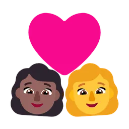 Couple With Heart - Woman: Medium-Dark Skin Tone, Woman: No Skin Tone — Microsoft