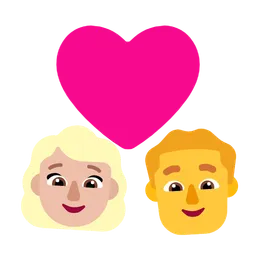 Couple With Heart - Woman: Medium-Light Skin Tone, Man: No Skin Tone — Microsoft
