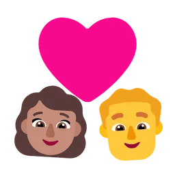 Couple With Heart - Woman: Medium Skin Tone, Man: No Skin Tone — Microsoft