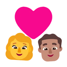 Couple With Heart - Woman: No Skin Tone, Man: Medium Skin Tone — Microsoft