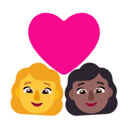 Couple With Heart - Woman: No Skin Tone, Woman: Medium-Dark Skin Tone — Microsoft