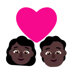 Couple With Heart: Woman, Person, Dark Skin Tone — Microsoft