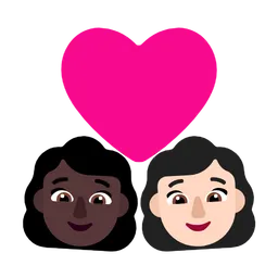 Couple with Heart: Woman, Woman, Dark Skin Tone, Light Skin Tone — Microsoft