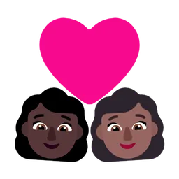Couple with Heart: Woman, Woman, Dark Skin Tone, Medium-Dark Skin Tone — Microsoft