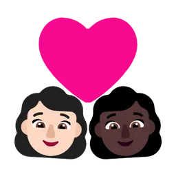 Couple with Heart: Woman, Woman, Light Skin Tone, Dark Skin Tone — Microsoft