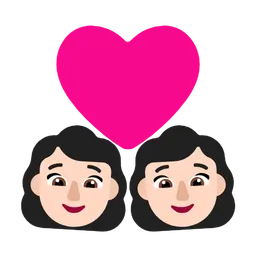 Couple with Heart: Woman, Woman, Light Skin Tone — Microsoft
