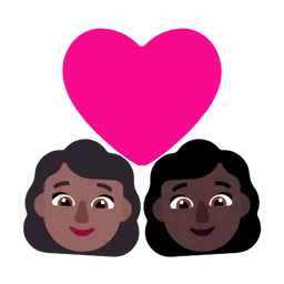 Couple with Heart: Woman, Woman, Medium-Dark Skin Tone, Dark Skin Tone — Microsoft
