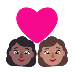 Couple with Heart: Woman, Woman, Medium-Dark Skin Tone, Medium Skin Tone — Microsoft