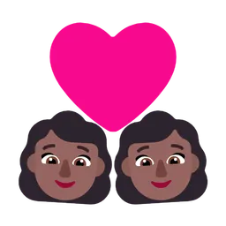 Couple with Heart: Woman, Woman, Medium-Dark Skin Tone — Microsoft