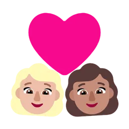 Couple with Heart: Woman, Woman, Medium-Light Skin Tone, Medium Skin Tone — Microsoft