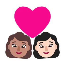 Couple with Heart: Woman, Woman, Medium Skin Tone, Light Skin Tone — Microsoft