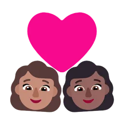 Couple with Heart: Woman, Woman, Medium Skin Tone, Medium-Dark Skin Tone — Microsoft