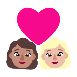 Couple with Heart: Woman, Woman, Medium Skin Tone, Medium-Light Skin Tone — Microsoft