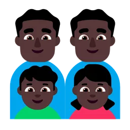 Family - Man: Dark Skin Tone, Man: Dark Skin Tone, Boy: Dark Skin Tone, Girl: Dark Skin Tone