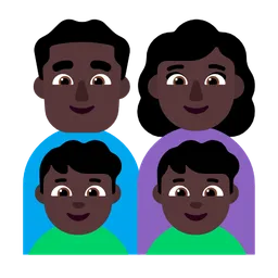 Family - Man: Dark Skin Tone, Woman: Dark Skin Tone, Boy: Dark Skin Tone, Boy: Dark Skin Tone