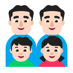 가족: 남자, 남자, 여자아이, 남자아이: 밝은 피부색 — Microsoft