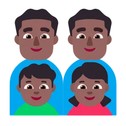 Family - Man: Medium-Dark Skin Tone, Man: Medium-Dark Skin Tone, Boy: Medium-Dark Skin Tone, Girl: Medium-Dark Skin Tone — Microsoft