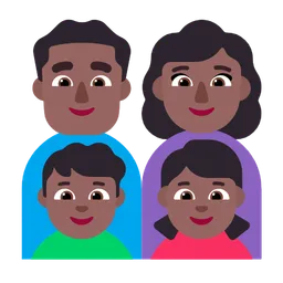 Family - Man: Medium-Dark Skin Tone, Woman: Medium-Dark Skin Tone, Boy: Medium-Dark Skin Tone, Girl: Medium-Dark Skin Tone — Microsoft
