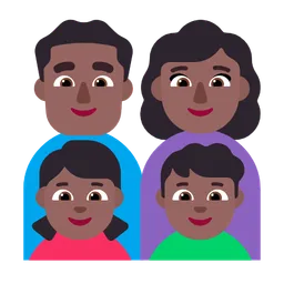 Family - Man: Medium-Dark Skin Tone, Woman: Medium-Dark Skin Tone, Girl: Medium-Dark Skin Tone, Boy: Medium-Dark Skin Tone — Microsoft