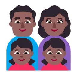 Family - Man: Medium-Dark Skin Tone, Woman: Medium-Dark Skin Tone, Girl: Medium-Dark Skin Tone, Girl: Medium-Dark Skin Tone