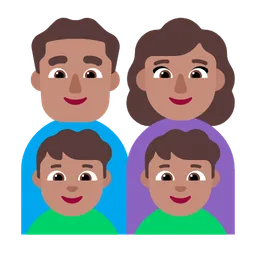 Family - Man: Medium Skin Tone, Woman: Medium Skin Tone, Boy: Medium Skin Tone, Boy: Medium Skin Tone — Microsoft