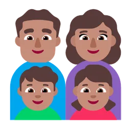 Family - Man: Medium Skin Tone, Woman: Medium Skin Tone, Boy: Medium Skin Tone, Girl: Medium Skin Tone — Microsoft